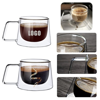 7 oz Double Wall Clear Glass Coffee Mug